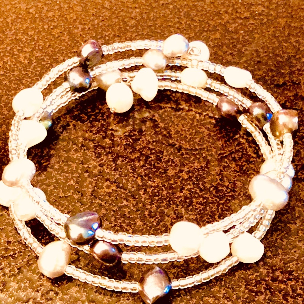 Handcrafted Freshwater Pearl Wire Wrap Bracelet
